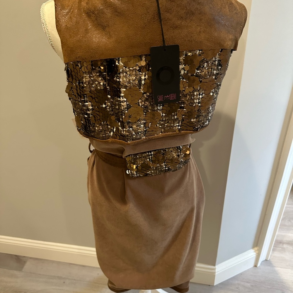 Save The Queen Camel and Sequin Tie Vest - Picture 5 of 10